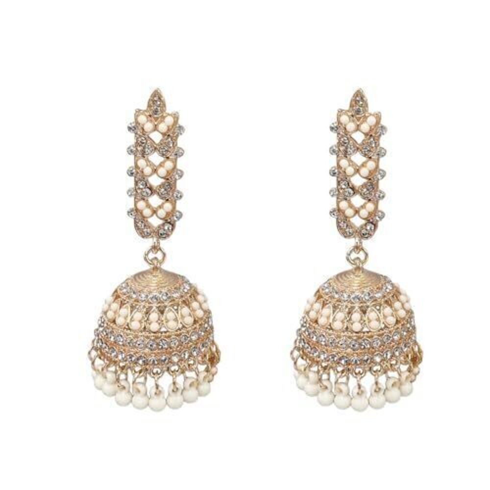 7747 Bohemian Jhumki Bell Beaded Tassel Dangle Earrings Vintage Ethnic